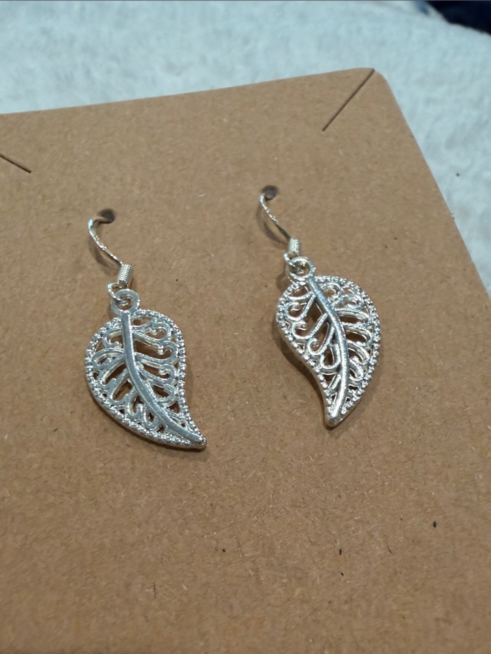 Delicate Silver Leaf Filigree Drop Earrings